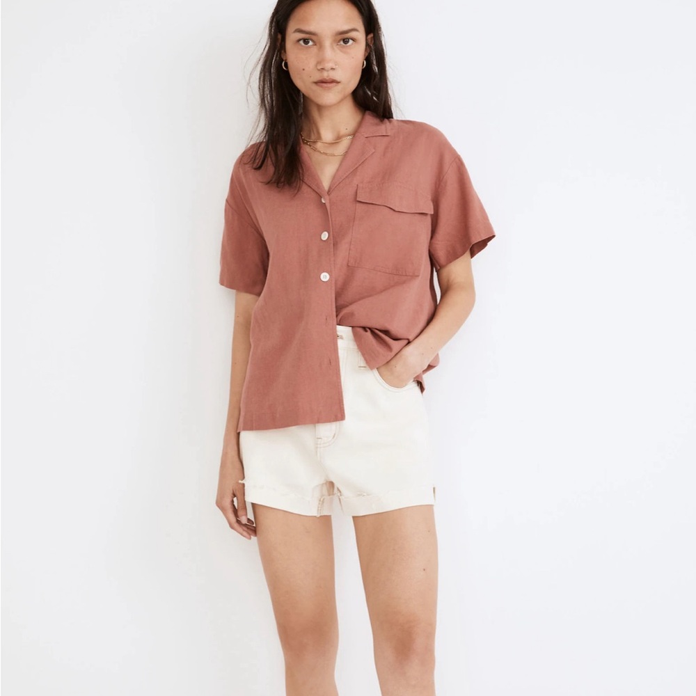Madewell Linen-Blend Camp Shirt - XS